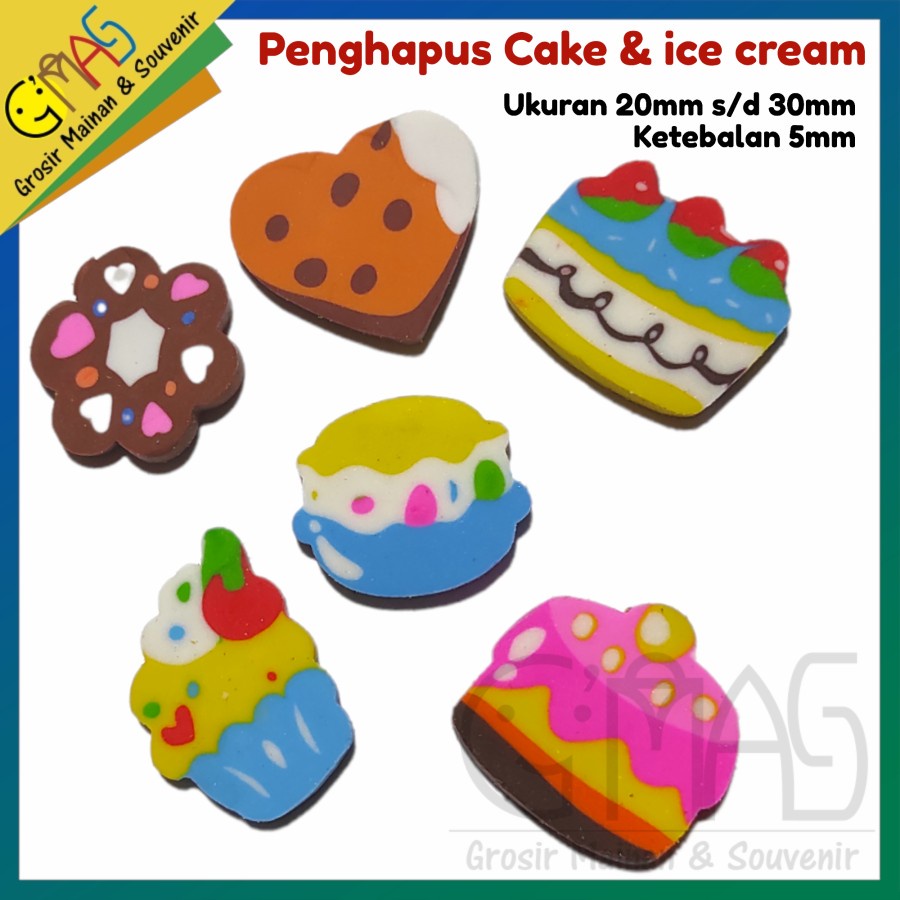 

penghapus pensil stip hapusan eraser ALFABET CAKE ICE CREAM