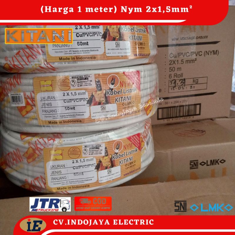 Kabel Listrik Nym 2x1,5 Kitani Harga 1 meter