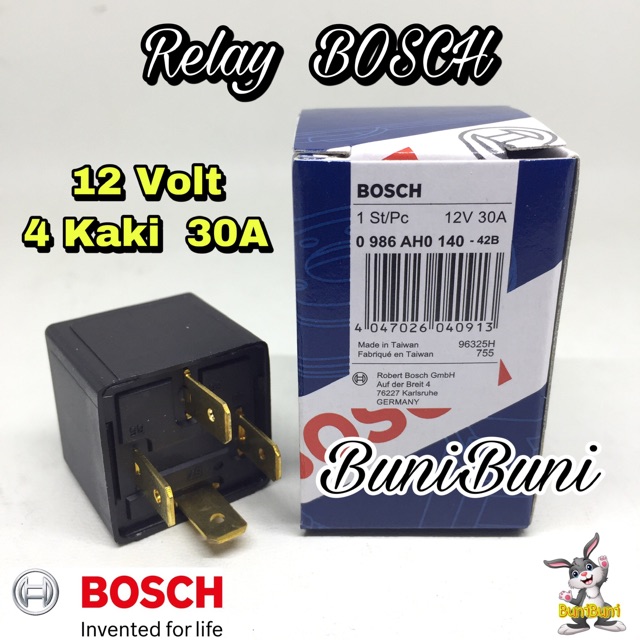 Relay BOSCH 12V 4 Kaki / Relai Klakson / Riley Bosch 4 Pin Kaki 100% Asli Untuk Mobil &amp; Motor