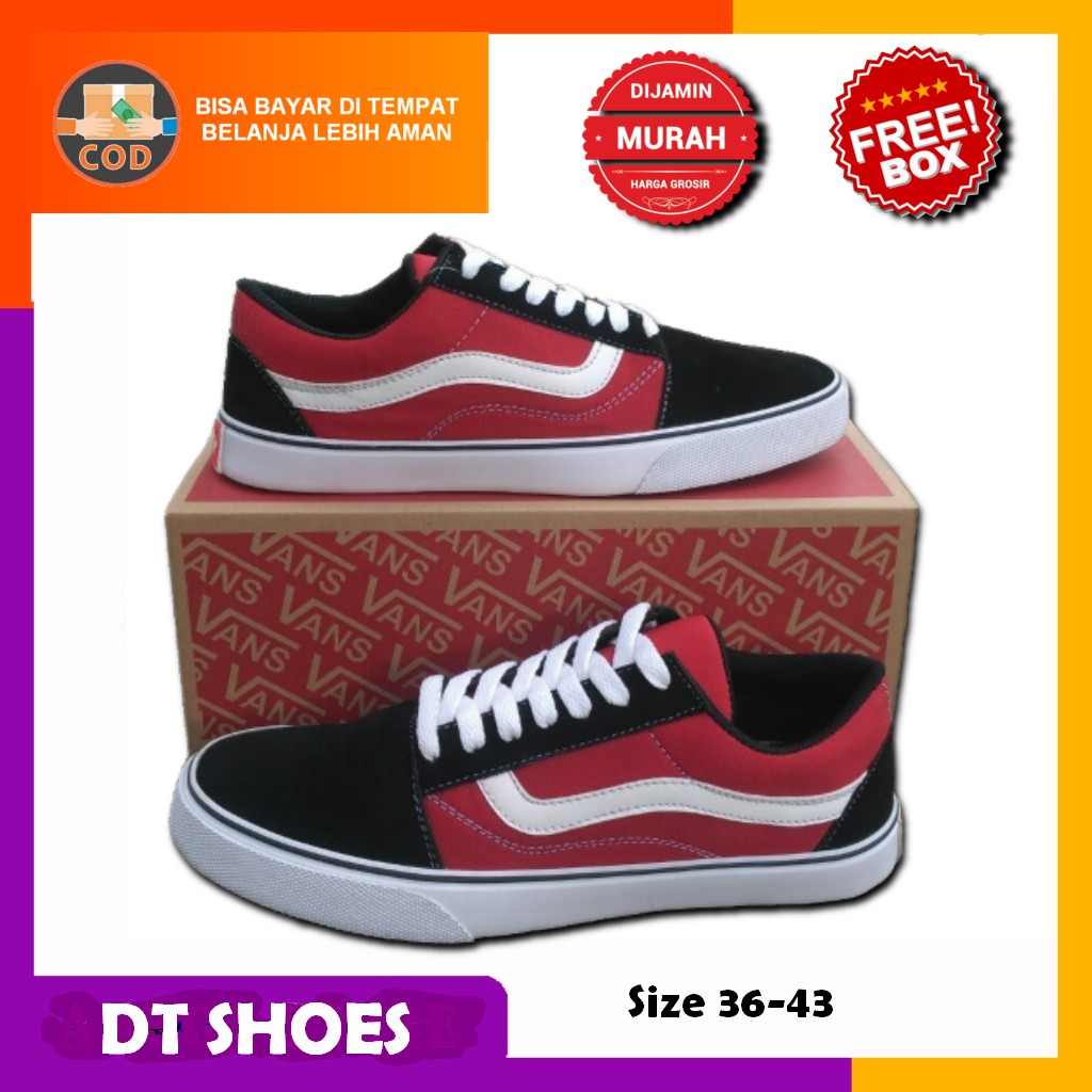 SEPATU VANS OLD SKOOL BLACK RED