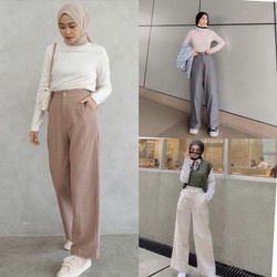 Highwaist Kulot Linen Premium Laura Slim Kulot Highwaist / Kulot Linen SEOUL / CELANA KULOT LINEN KANCING 1 ( SATU ) . BAHAN TEBAL SERAT TIDAK NERAWANG BISA COD ( BAYAR DI RUMAH )//PGM