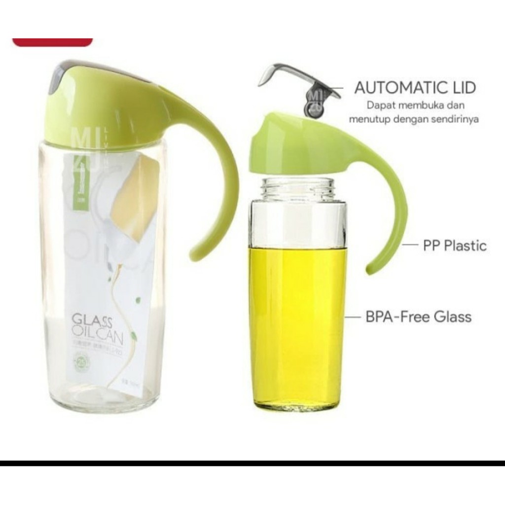 AUTOMATIC NO DRIP OIL Bottle 600 ML Botol Kaca Minyak Cuka Kecap Sirup Serbaguna