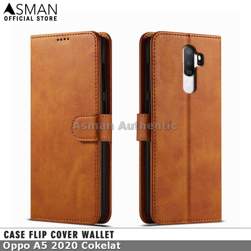 Asman Case Oppo A5 2020 Leather Wallet Flip Cover Premium Edition