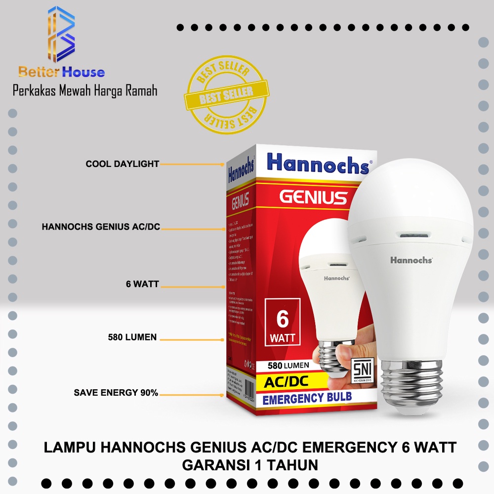LAMPU HANNOCHS GENIUS EMERGENCY 6 WATT LAMPU HANNOCHS MAGIC AC/DC