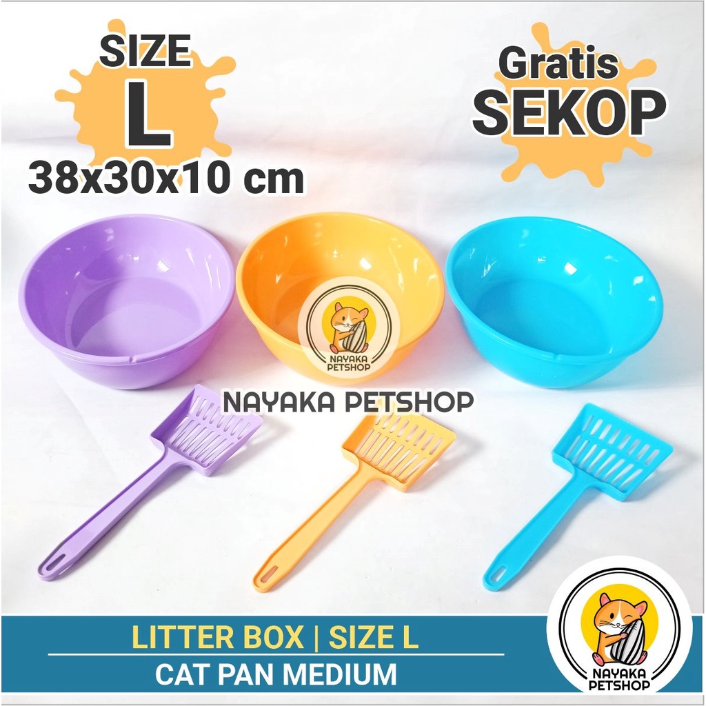 Size L Litter Box Kucing Gratis Sekop Baki Zeolit Gumpal Wangi Wood Pellet Bak Pasir Cat Toilet Kotak Kotoran Hewan