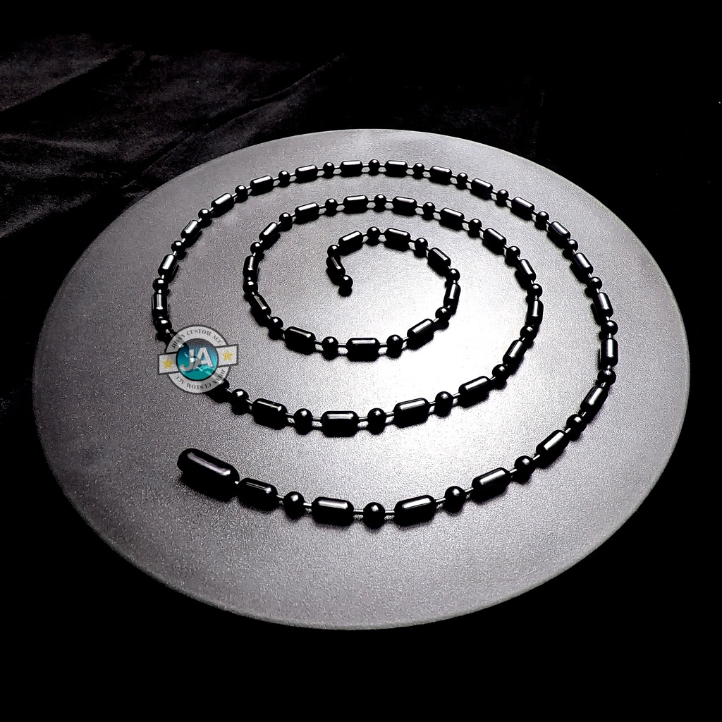 GROSIR TERMURAH Kalung Pria Wanita mci Titanium Silver Black Hitam Bulat Rantai Panjang Keren Asli