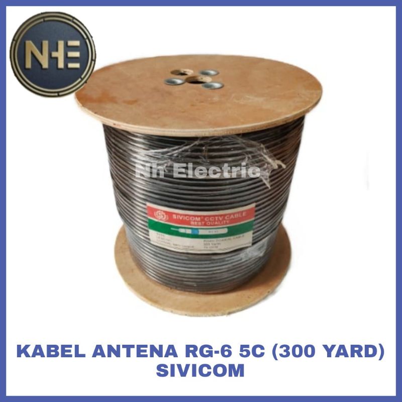 Kabel Antena Tv RG6 5C 300 Yard Hitam Sivicom - Kabel Antena Rg6 5c 300 Y Black Sivicom
