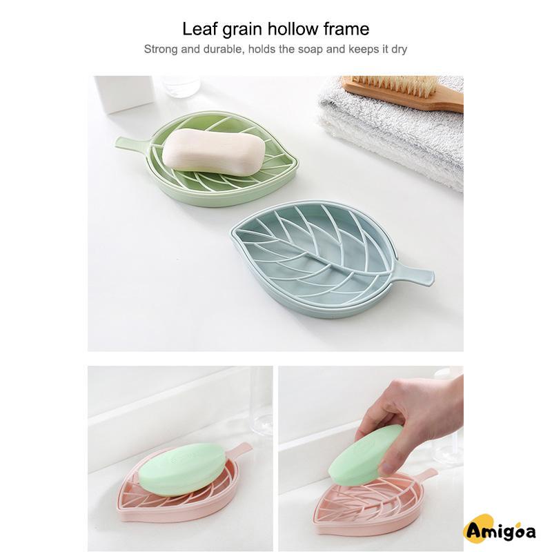 Kotak Sabun Daun Kreatif Kamar Mandi Gratis Punch Suction Cup Toilet Drain Soap Rack - AG2