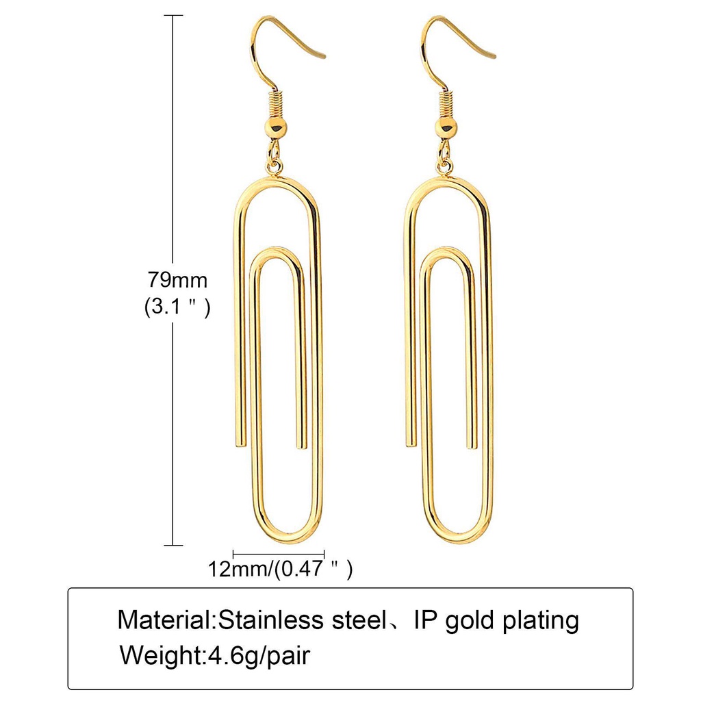 Top Paper Clip Earrings Anting Klip Kertas Gaya Korea Perhiasan Pesta Warna Emas Perak Ear Clip