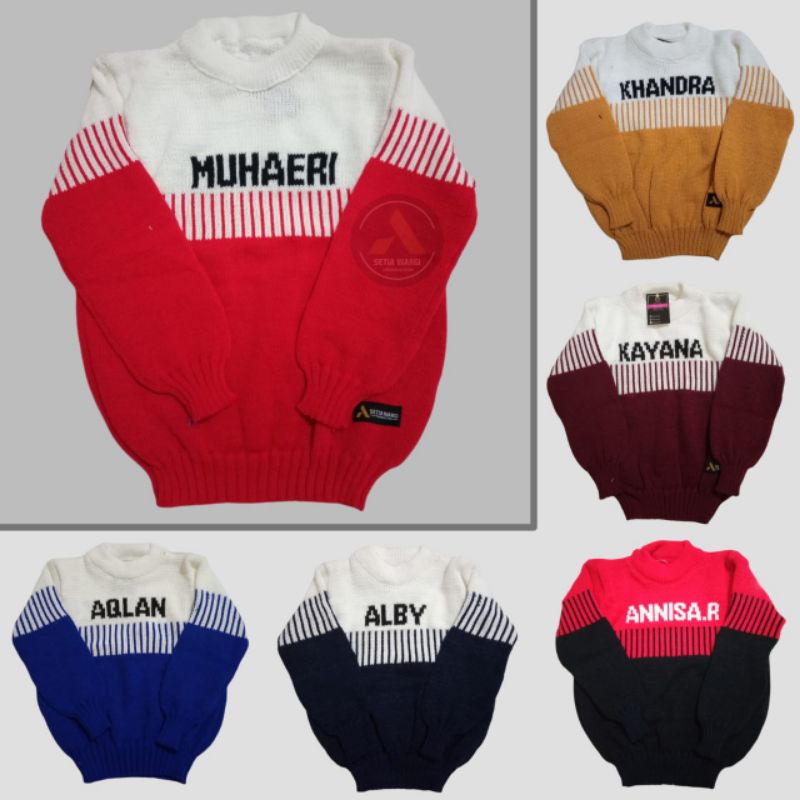 SWETER RAJUT COSTUM NAMA TEBAL MURAH