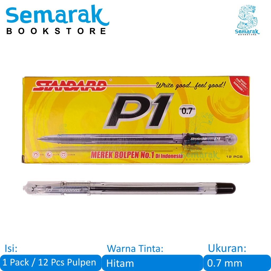 

Standard P1 Oil Gel Pen Pulpen Semi Jel 0.7 - Hitam [1 Pack / 12 Pcs]