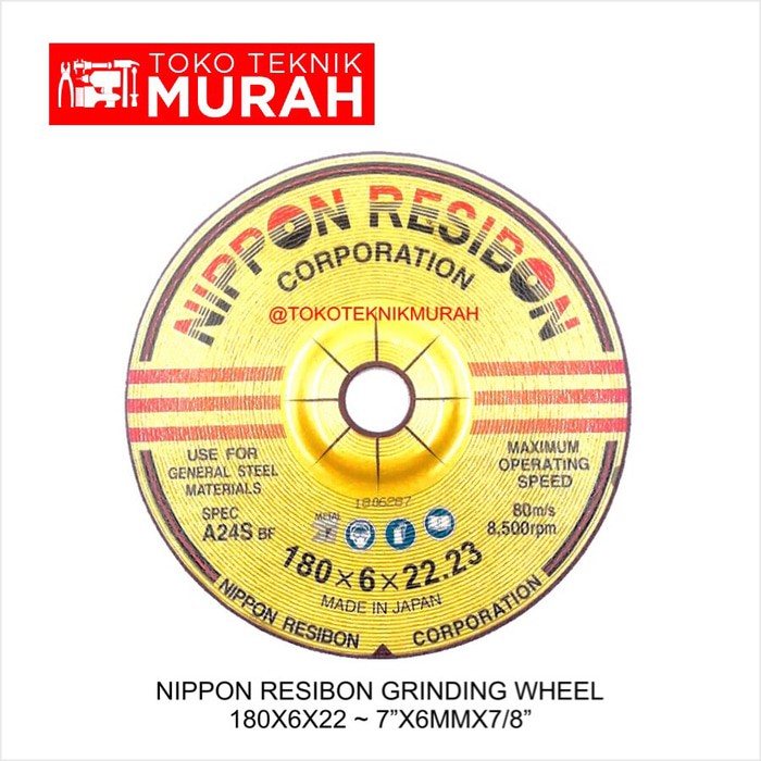 Nippon Resibon Batu Gerinda 7 Inch Poles Slep Gurinda 7” x 6mm A24S - 10pcs