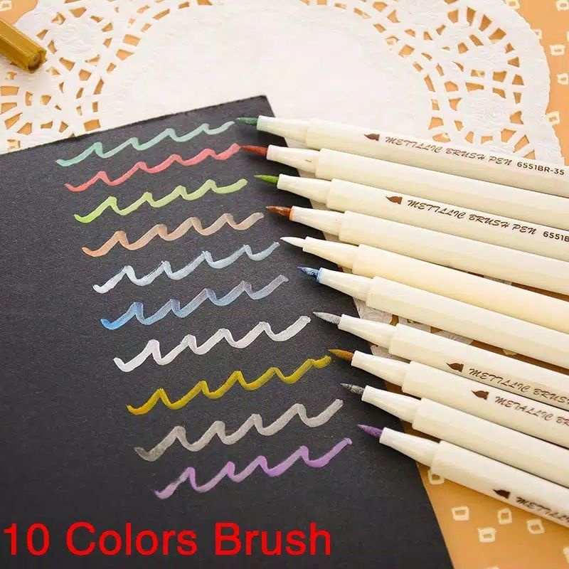 

metallic brush pen colorful