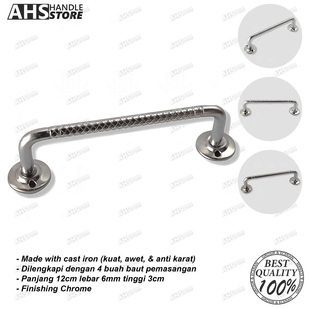 Handle Laci tarikan gagang pintu lemari jendela model Gawang Grafir Kc Chrome 12cm murah & awet