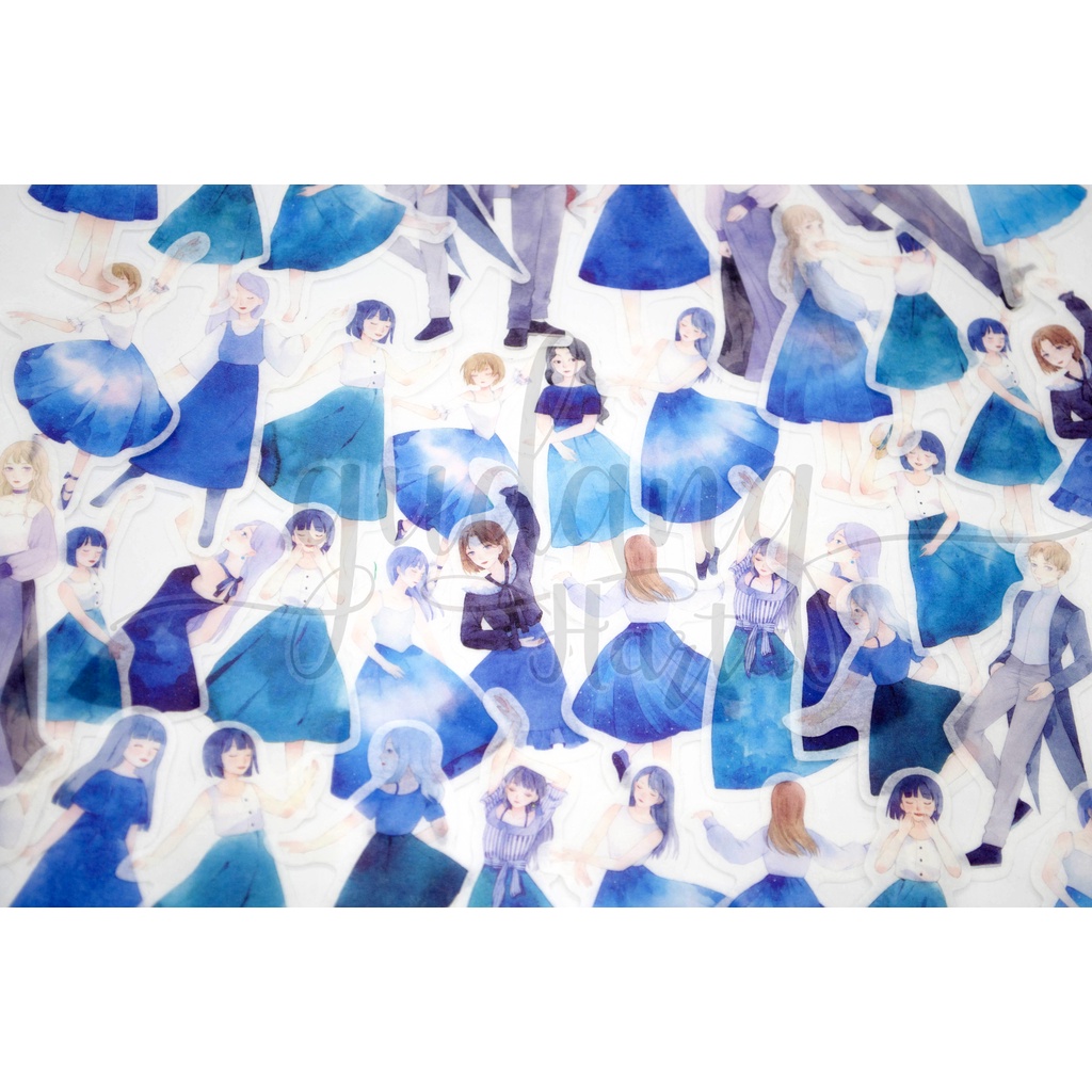 Stiker Washi Blue Lovers Sticker Deco Motif Blue Girl DIY GH 303415