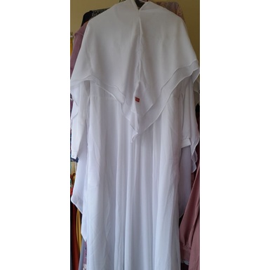 Set gamis ceruty babydoll putih bersih