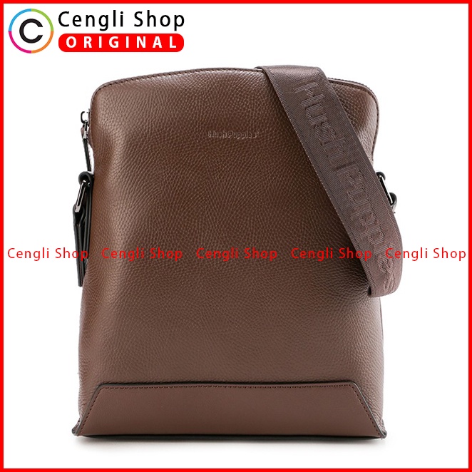 TAS SELEMPANG KULIT PRIA HUSH PUPPIES LEATHER SLING BAG ORIGINAL COKLAT BROWN HM035