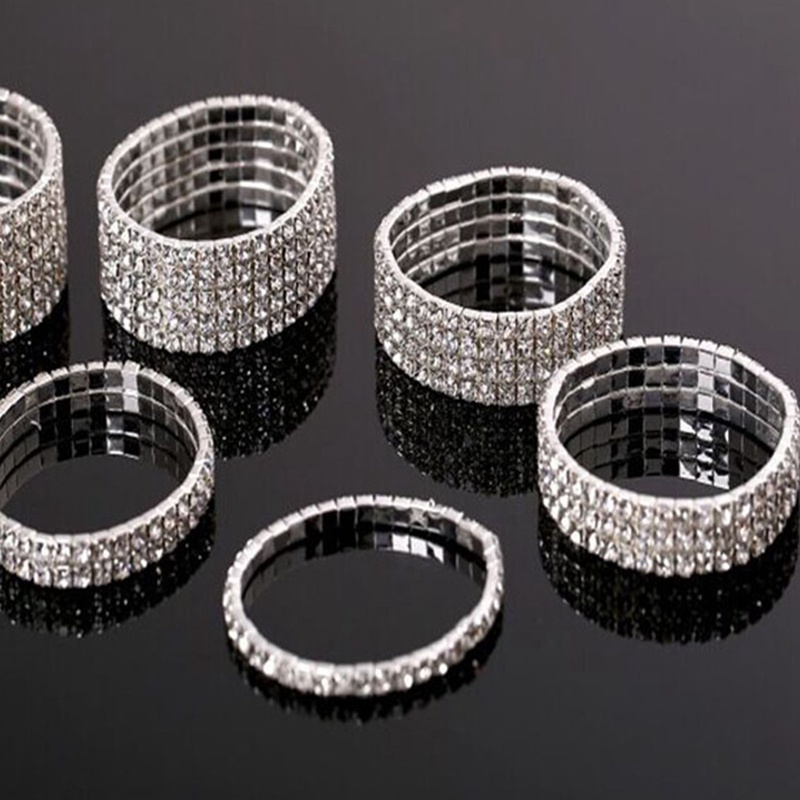 Gelang Kaki Berlian Imitasi Multi Baris Warna Silver Untuk Wanita