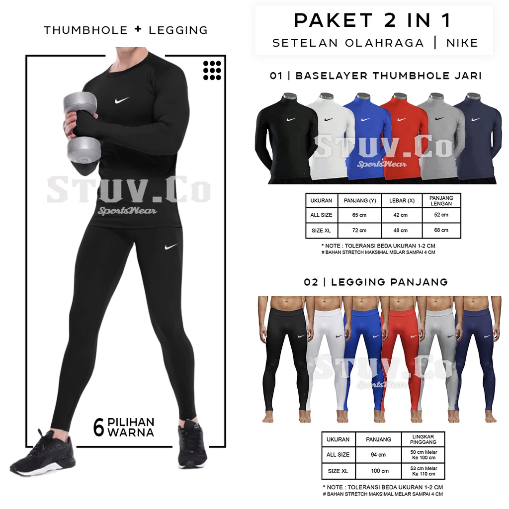 PAKET STELAN 2IN1 OLAHRAGA MANSET THUMBHOLE DAN LEGGING PANJANG PRIA WANITA KEREN