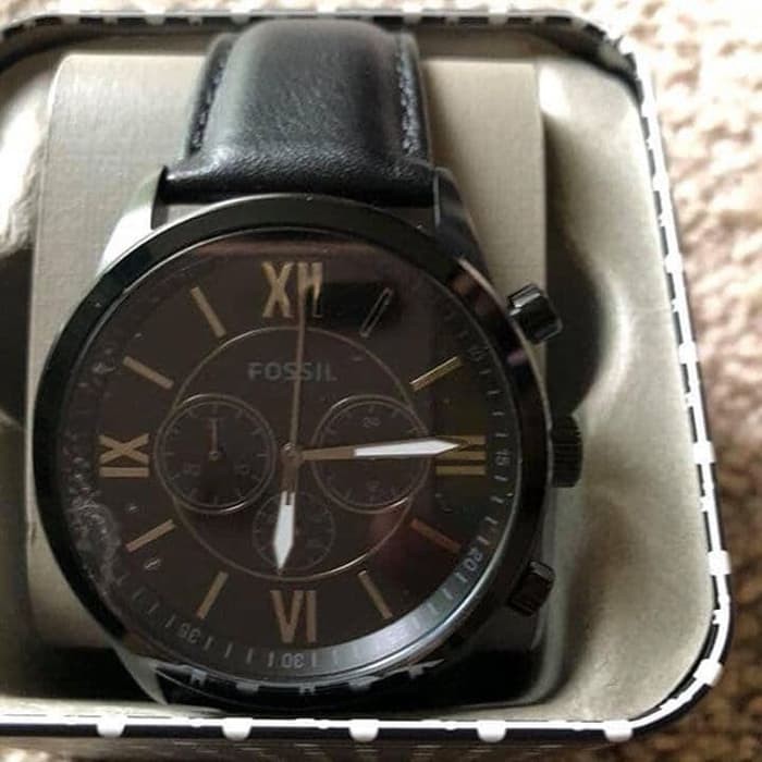 jam Fossil Men Watch Black Leather Strap original