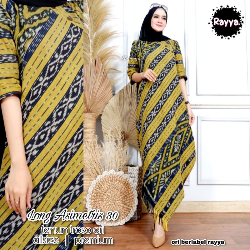 Long Asimetris bahan Tenun Troso Ori