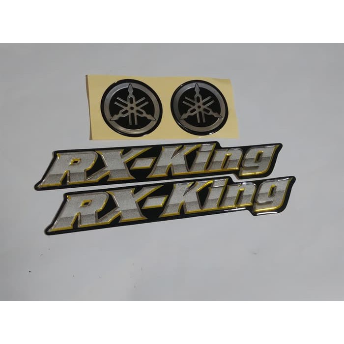 Stiker Emblem Rxking New Kuning Silver Dan Logo Yamaha