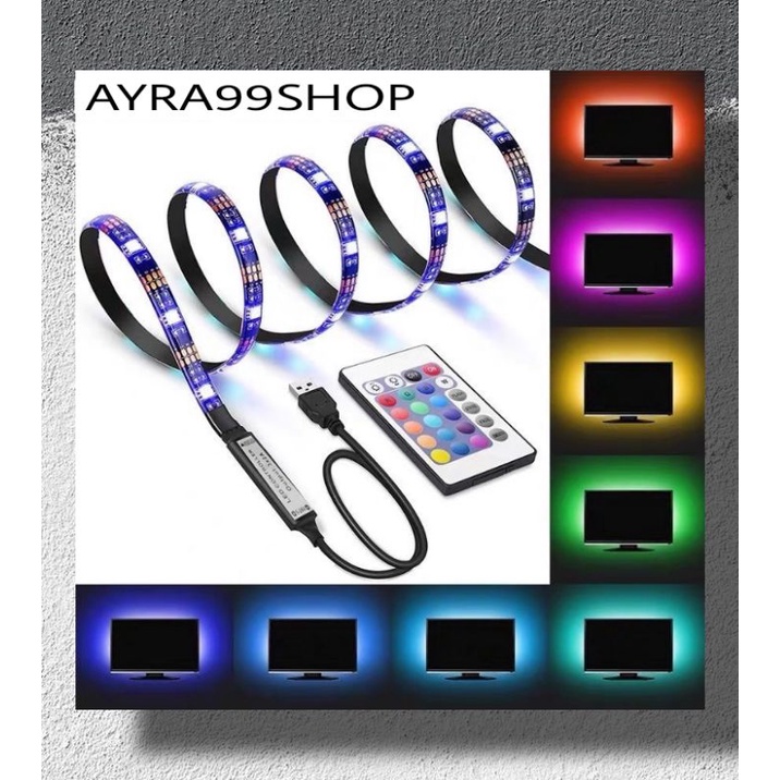 Lampu Strip LED USB 5V 5050 SMD 5CM + remote RGB Untuk Dekorasi