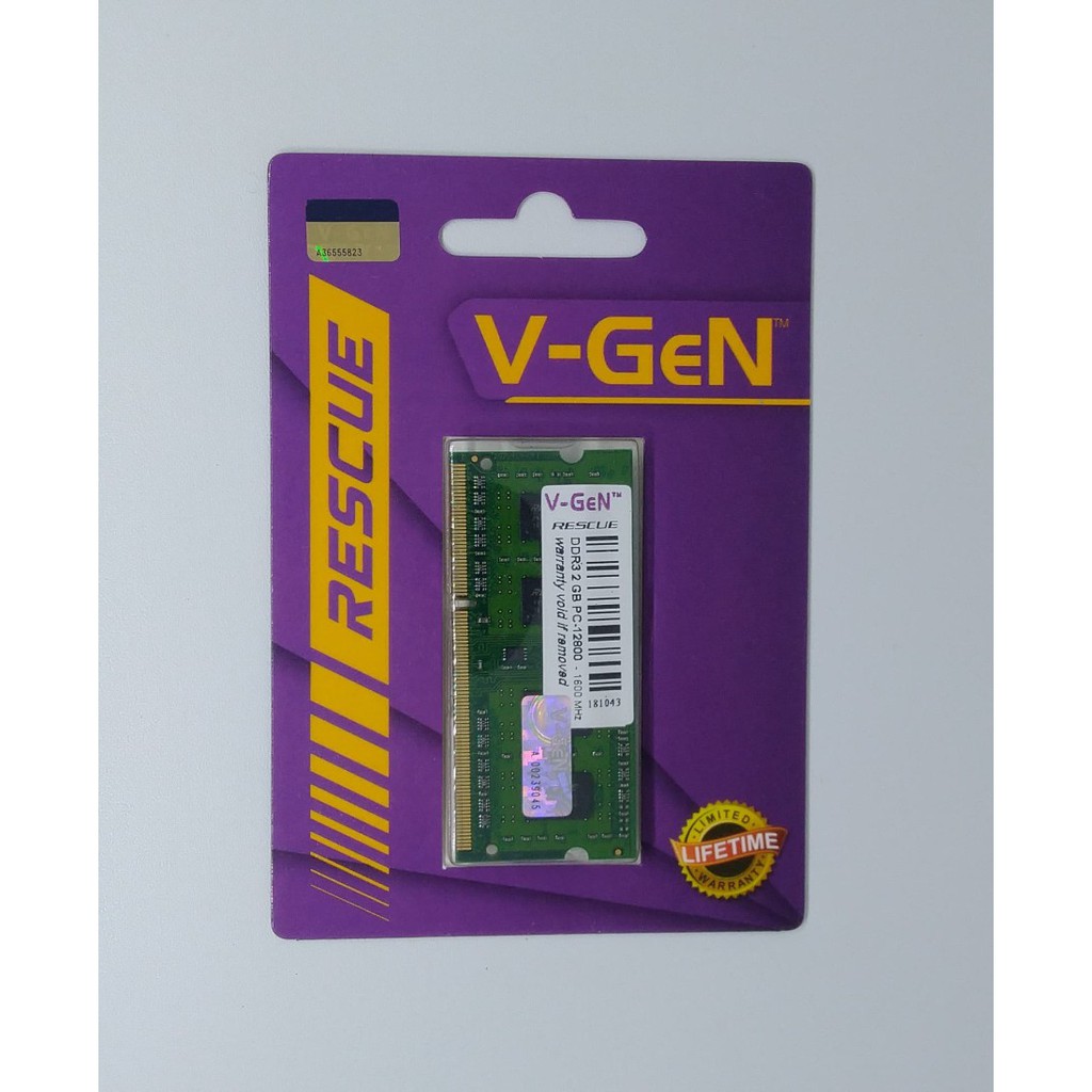 V-GEN RESCUE 2GB SODIMM RAM DDR3 PC12800/1600MHz