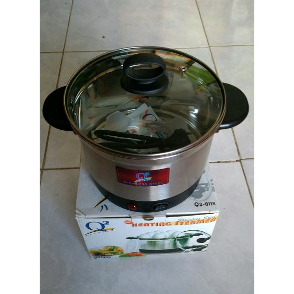 heating Steaming stainless steel Panci dandang cooking pot electric steamer kukus uk 18 16 stenlis tutup kaca 8116/8118