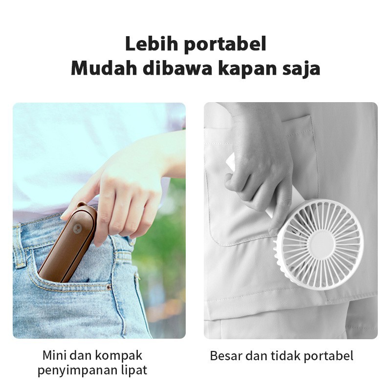 Kipas Mini Portabel 4400mAh Kipas Genggam Meja Saku Usb Isi Ulang Catu Daya Darurat Bank Daya