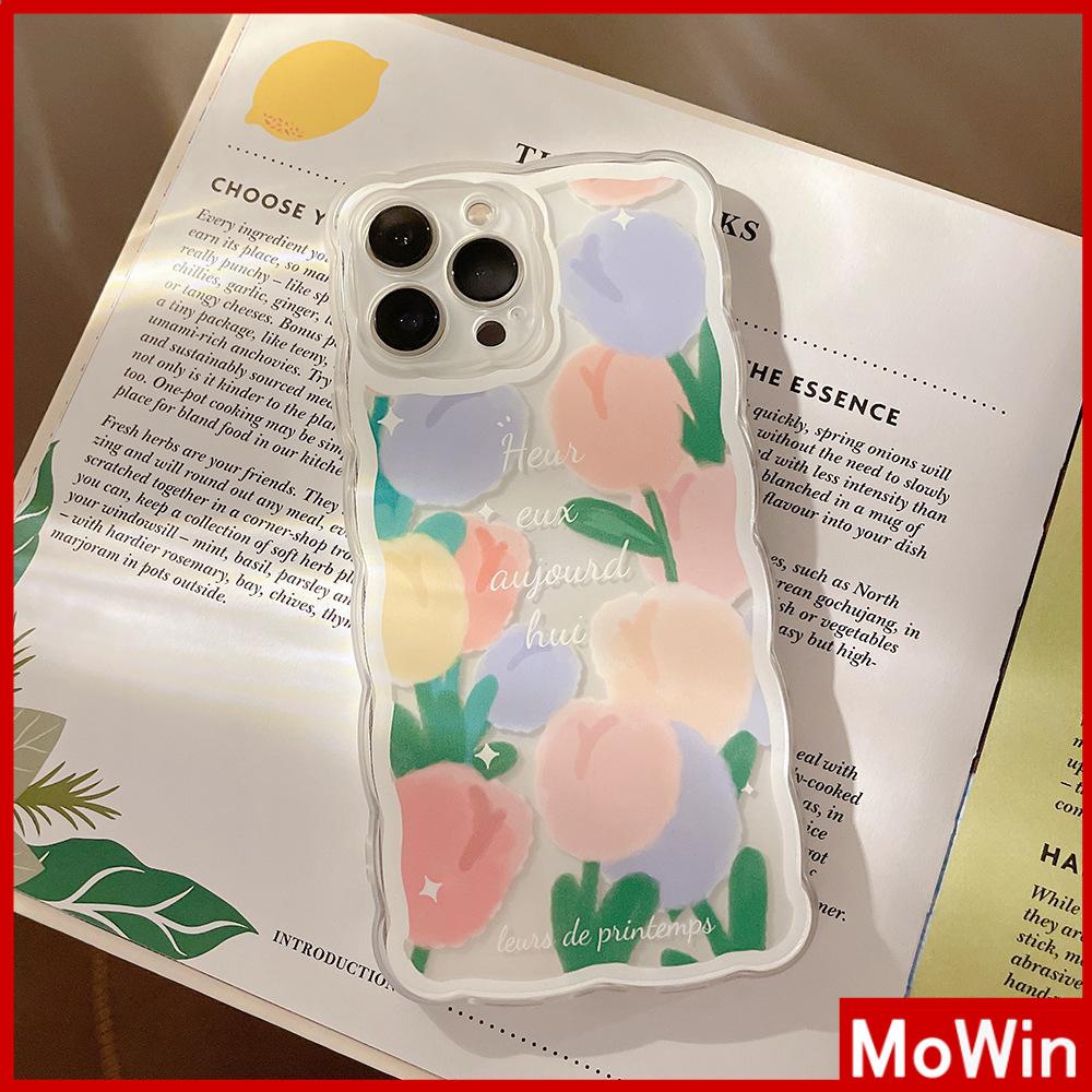 iPhone Case Silicone Soft Case Clear Case Wave Non-Slip Shockproof Camera Full Coverage Protection Tulip Flower For iPhone 13 Pro Max iPhone 12 Pro Max iPhone 11 iPhone 7 Plus