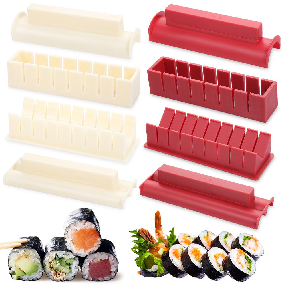 Populer 3 /10pcs Sushi Maker Peralatan Kit Multifungsi Cooker Cetakan Roll Kue Anti Lengket