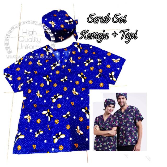Scrub uniform .seragam medis .baju dokter .hat scrub