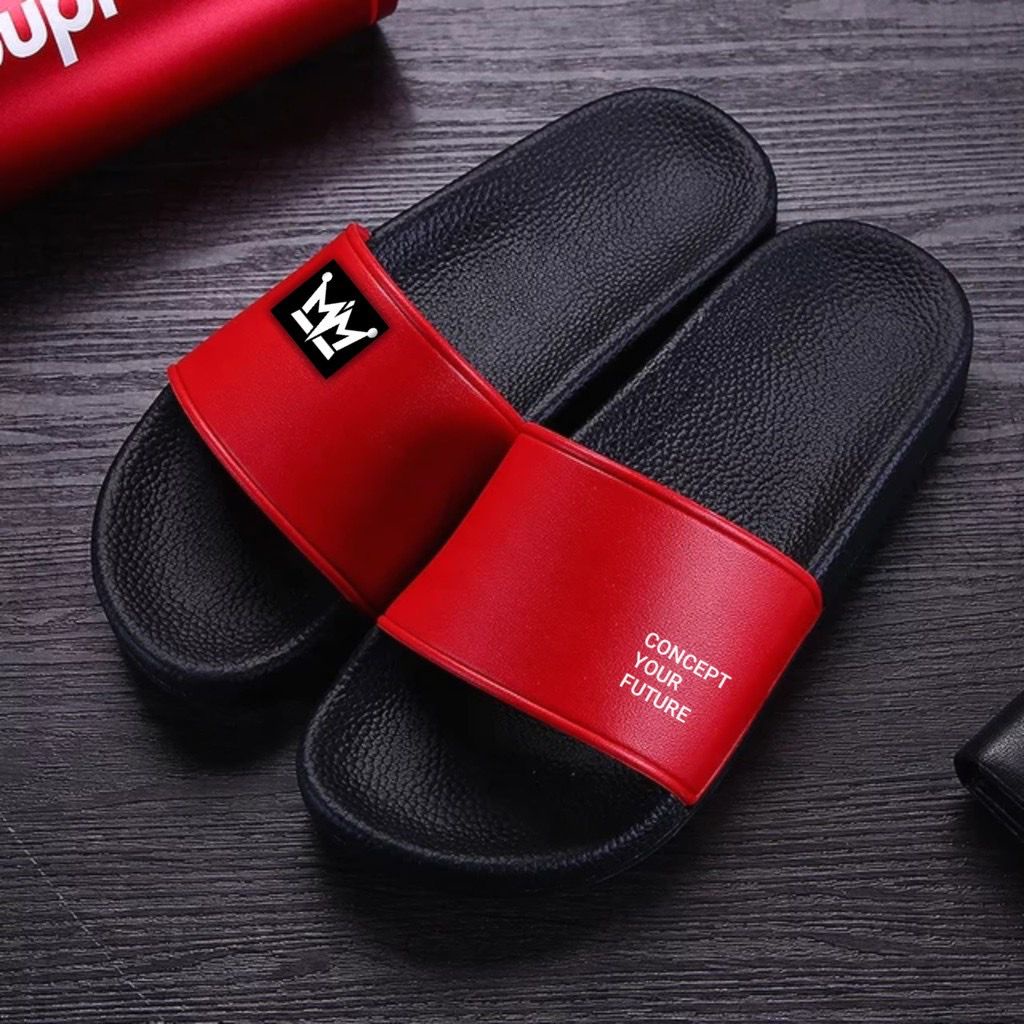 PROMO !!! Sandal Slide Pria SUPREMEEE Sandal Slip On Print Pria-1