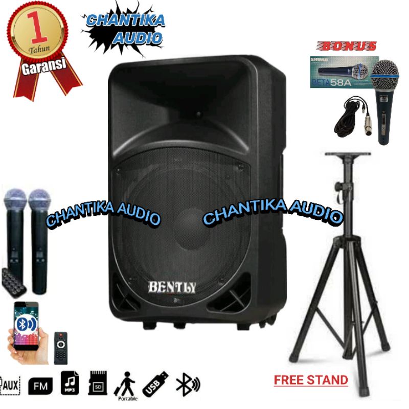 Speaker Aktif 15 inch Bently Original Portable wireless meeting Free stand speaker bluetoot speaker 