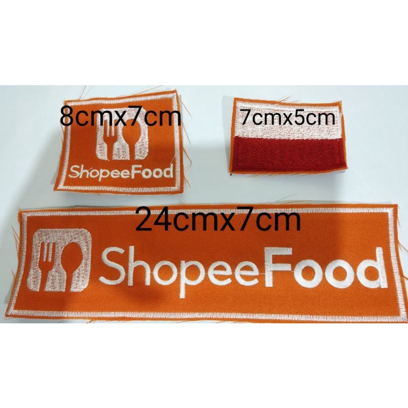 bordir logo shopee oren panjang 1 set 3mcm logo ojol tgl jahit