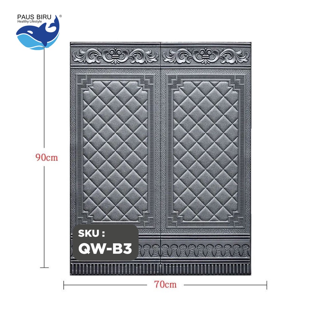 Paus Biru - Wallpaper 3D FOAM / Wallfoam Dinding 3D Motif PINTU JATI 70X90 CM-QW-B3 ABU