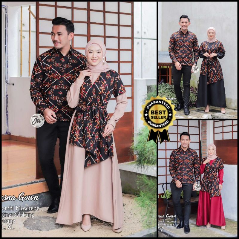 [BISA COD] SPESIAL IED JESNA GOWN COUPLE MATT COTTON MIX MOSCREPE IMPOR GRID &quot;A&quot;