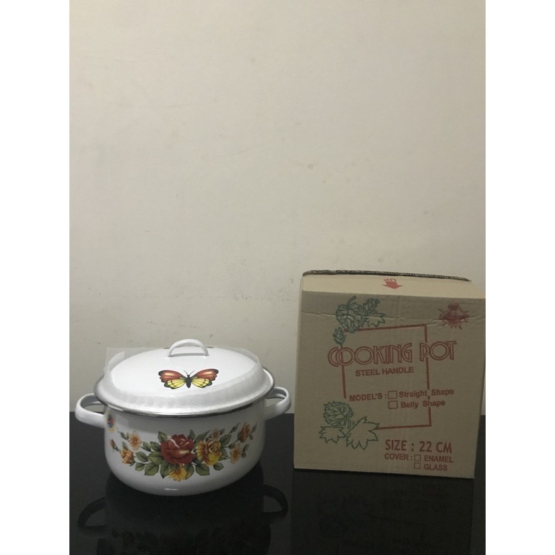 PANCI MASAK ENAMEL + TUTUP 22CM