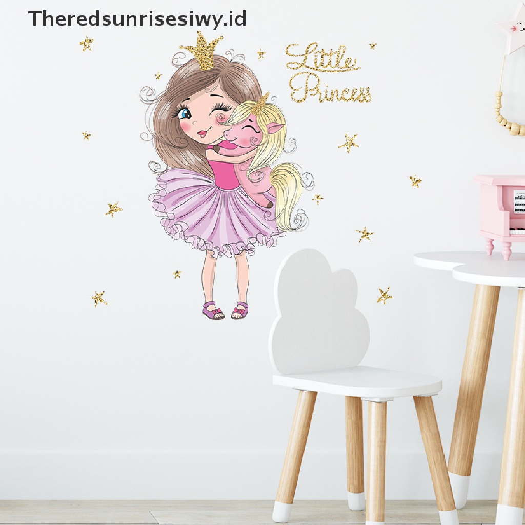 (Theredsunrisesiwy.Id) Stiker Dinding Gambar Kartun Unicorn Untuk Dekorasi Kamar Anak Perempuan