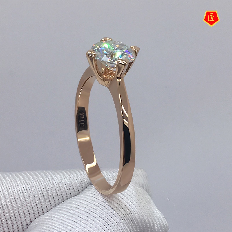 [Ready Stock]Classic Pt950 Platinum Diagonal Four-Claw Moissanite Ring