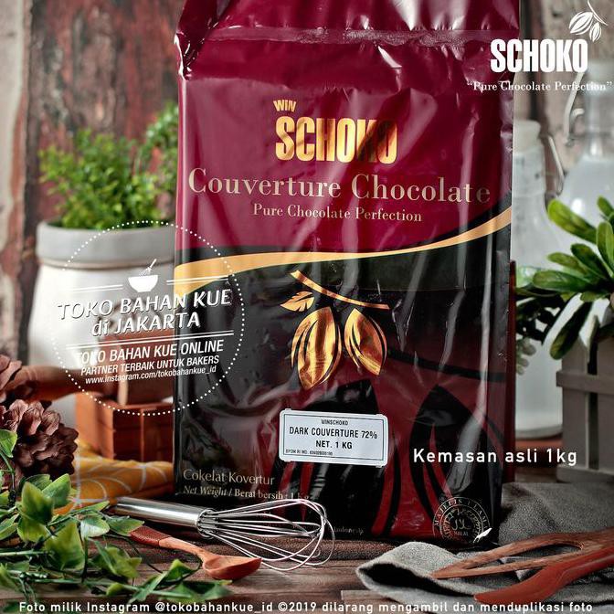 

(BAYAR DI TEMPAT) Schoko Couverture Dark 72% 1kg Chocolate Baking Coklat Cokelat Cocoa