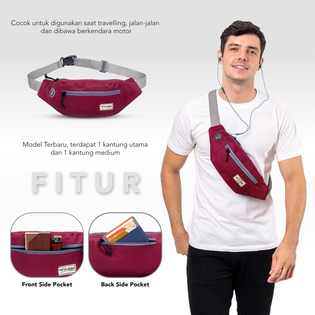 HEYLOOK Project - Tas Selempang Pria ARCHIE Tas Pria Distro Waistbag Tas Pinggang Outdoor Premium