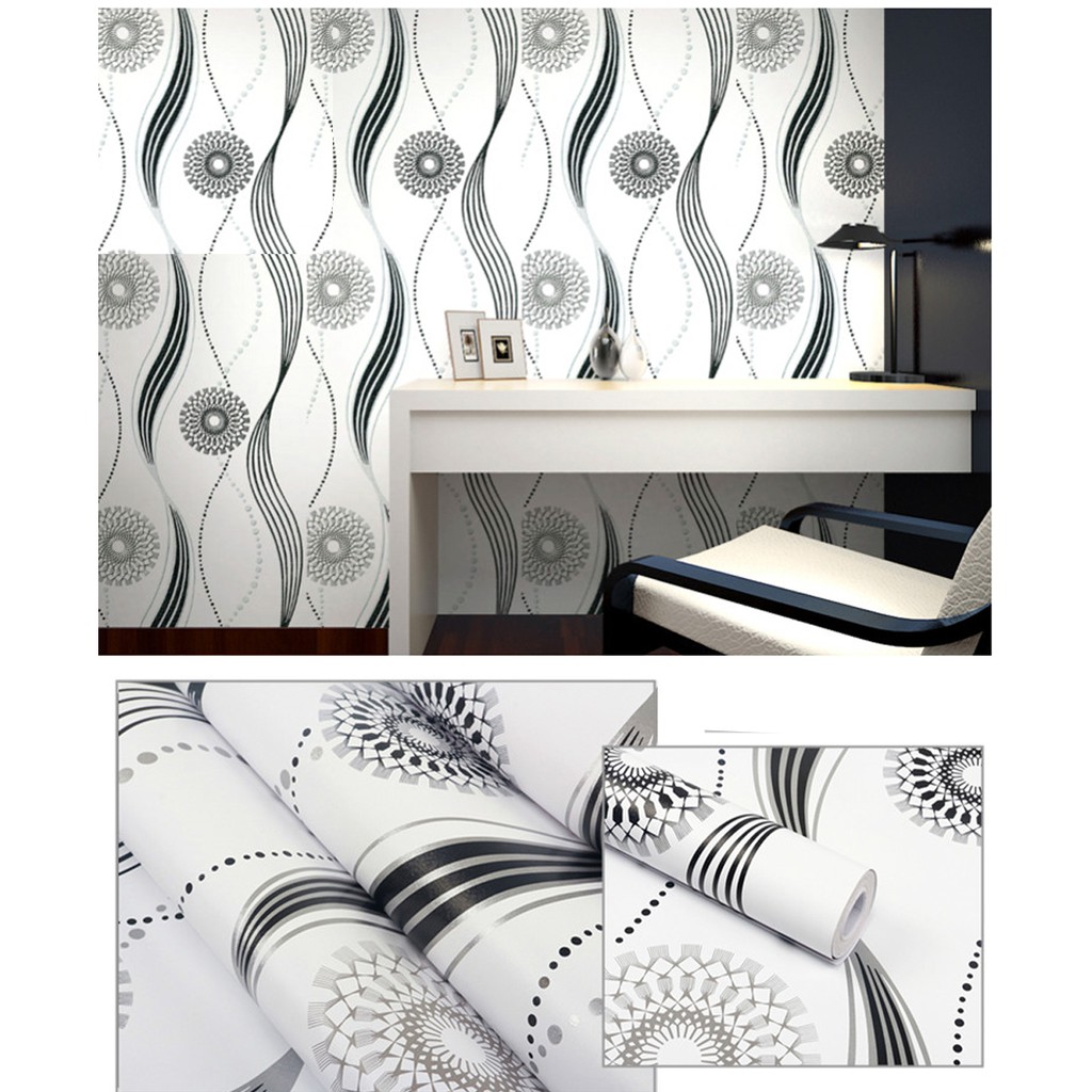 Wallpaper dinding 3d kamar tidur / Wallpaper dinding kamar tidur anak wallstiker Motif Ulir Batik Polkadot Mix Ukuran 45Cmx 5 Meter-8