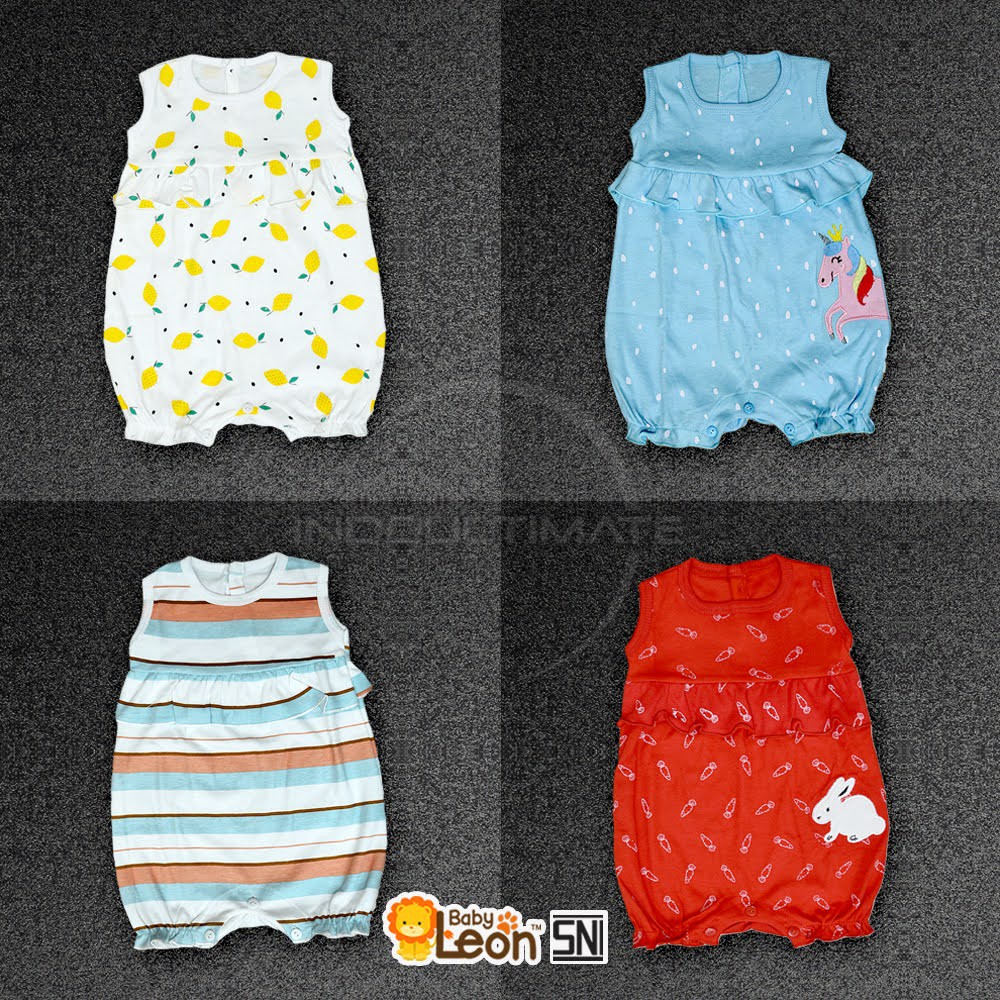 BABY LEON GY-046 Jumsuit Bayi Perempuan Lengan Kutung  Jumper Kerut Kutung Jumpsuit Anak Balita