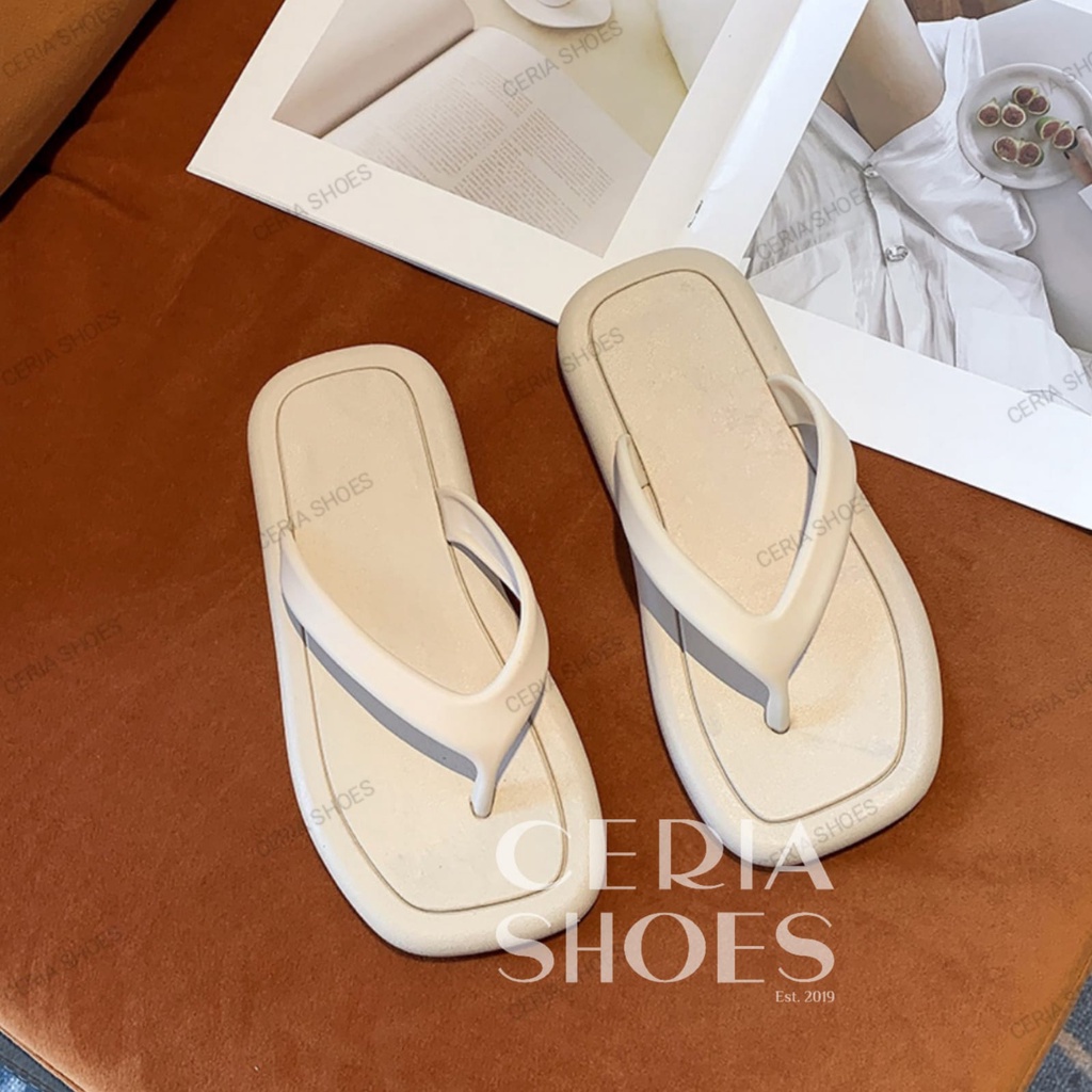 PVC Korean Slipper Sandal Jepit Wanita Bahan Karet Halus Empuk Elastis Import Sol Anti Slip A79