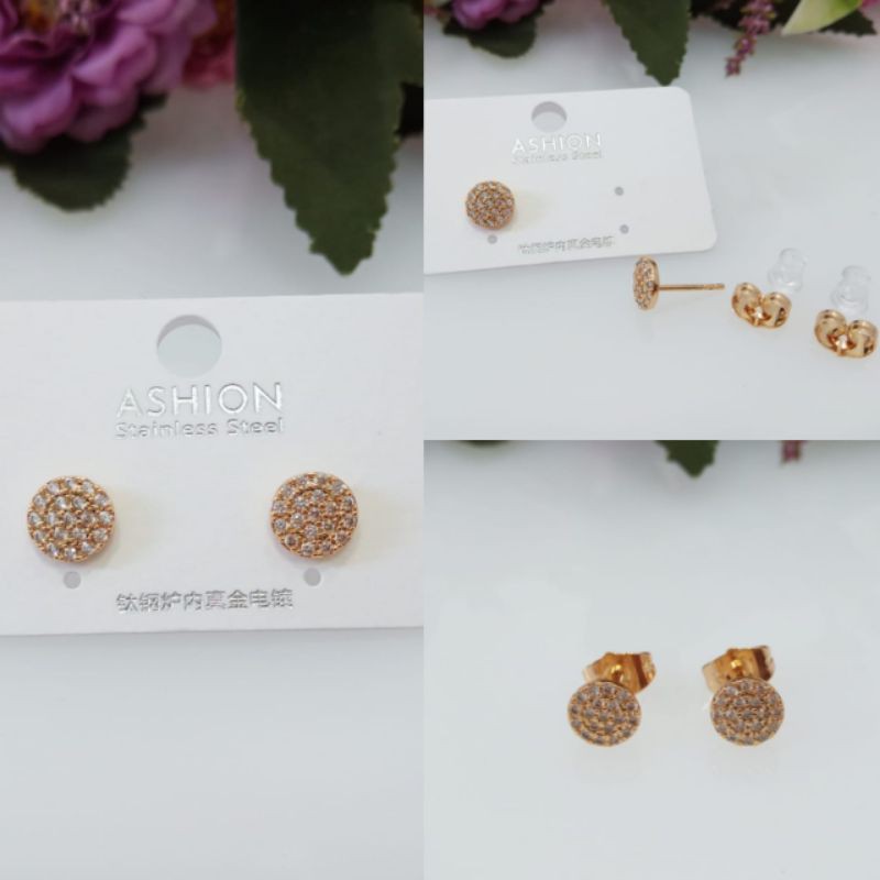 Anting Titanium Anti Karat Anting wanita Model simple dan Elegant