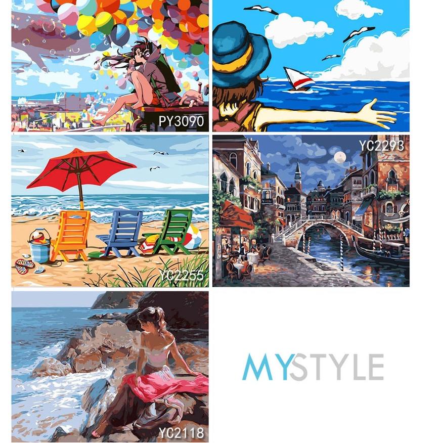 

[H6HWM9444] MYSTYLE CANVAS PAINT BY NUMBER KIT 40x50CM PAKET MELUKIS LUKISAN DIGITAL OIL PAINTING DIY LUKIS CANV