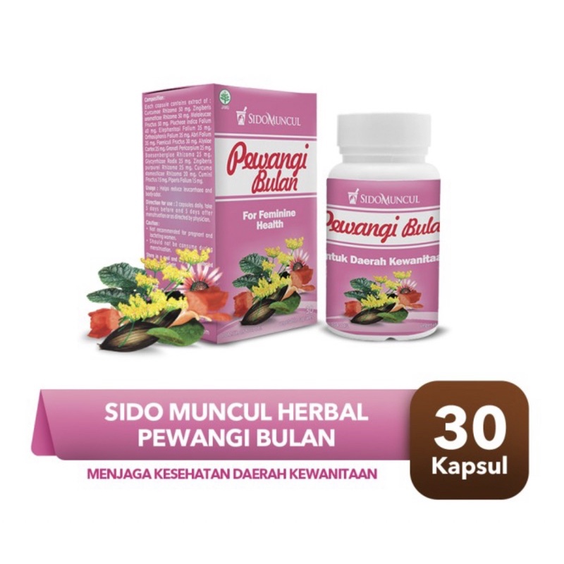 Sidomuncul Pewangi Bulan kemasan botol isi 30 kapsul (menjaga kesehatan area kewanitaan)