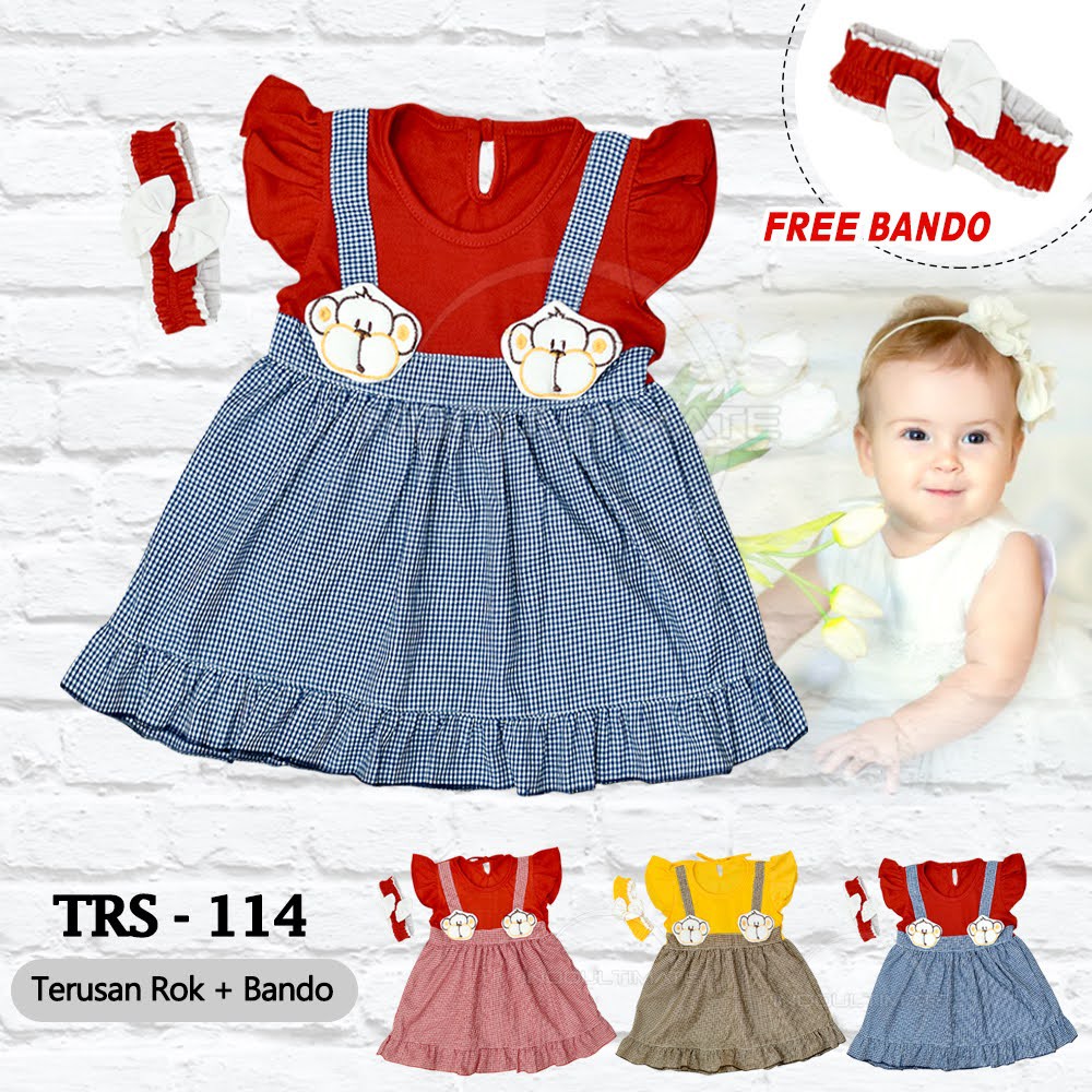 Baju Rok Terusan Bayi Tanpa Bando TRS-115 Rok Bayi Perempuan Baju Bayi Perempuan + Bando TRS-114